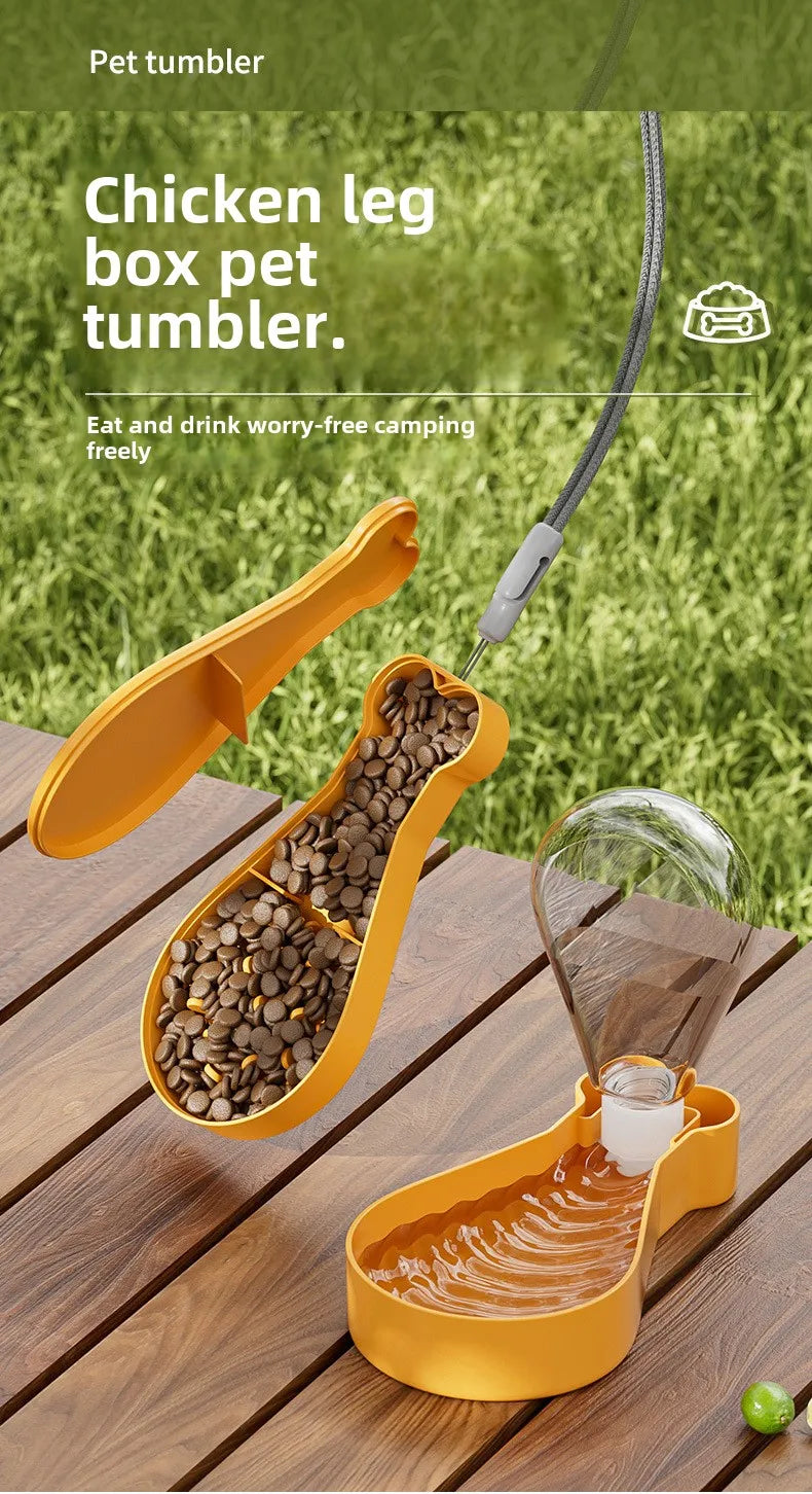 Dog Water Bottle Portable Pet Travel Water Bottle with Bowl 2 Layer Dog Travel Feeder